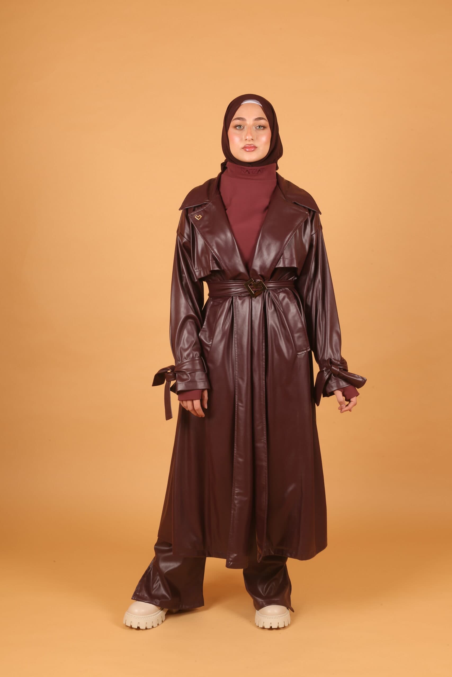 Leather Coat- Burgundy