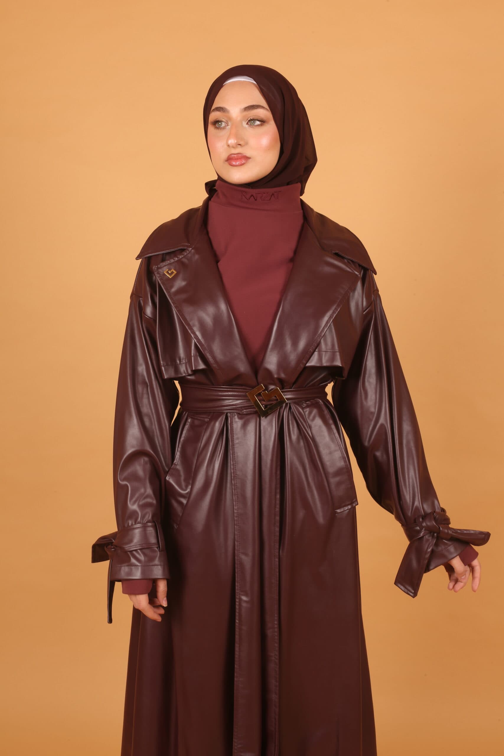 Leather Coat- Burgundy