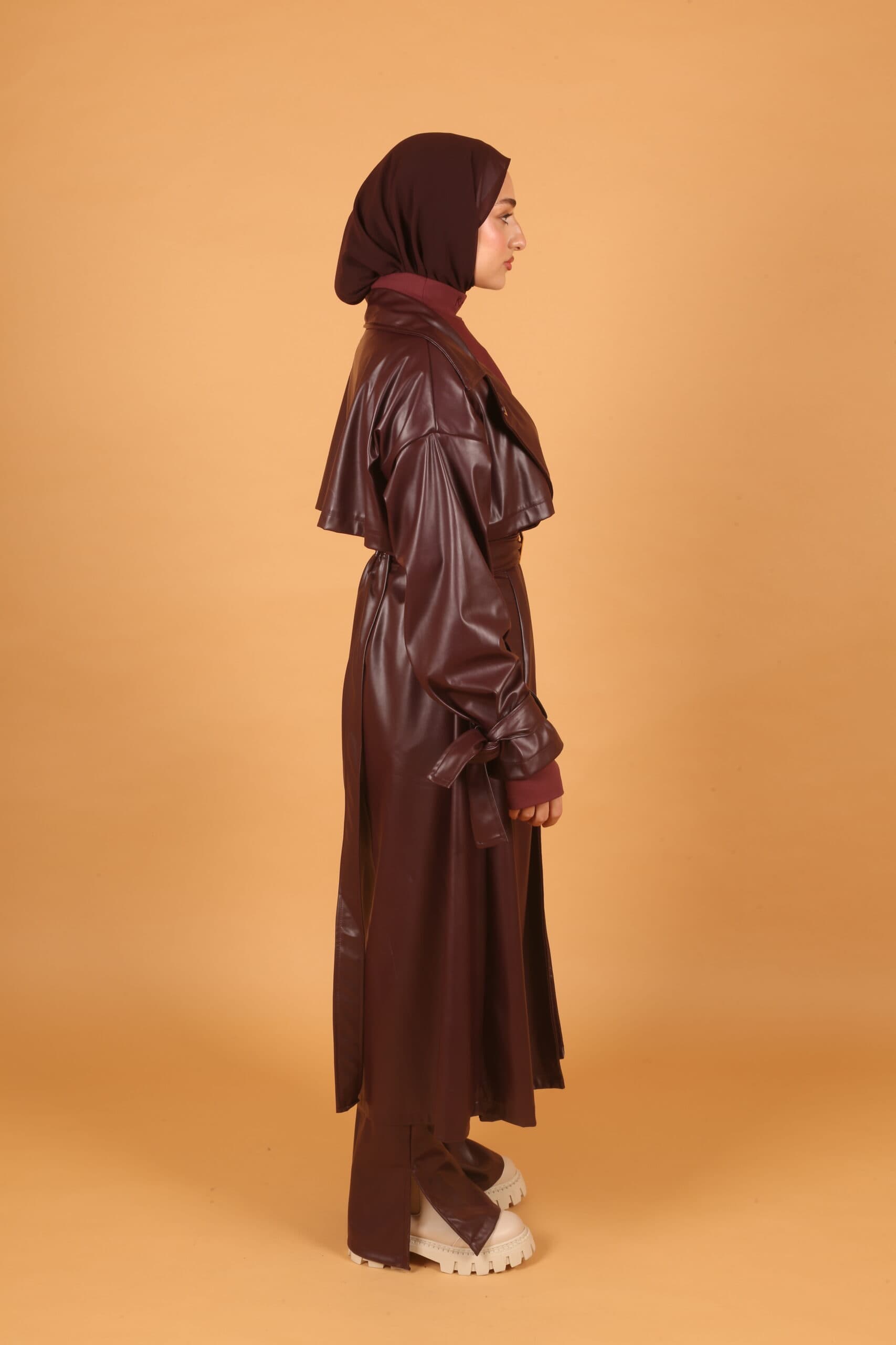 Leather Coat- Burgundy