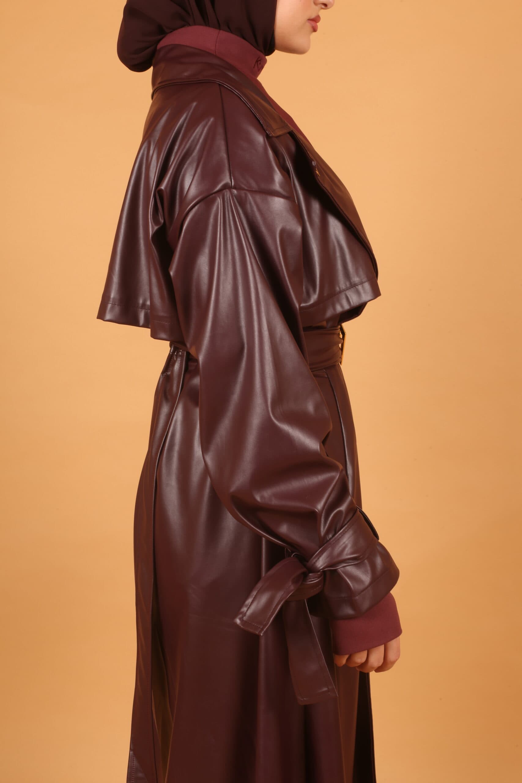 Leather Coat- Burgundy