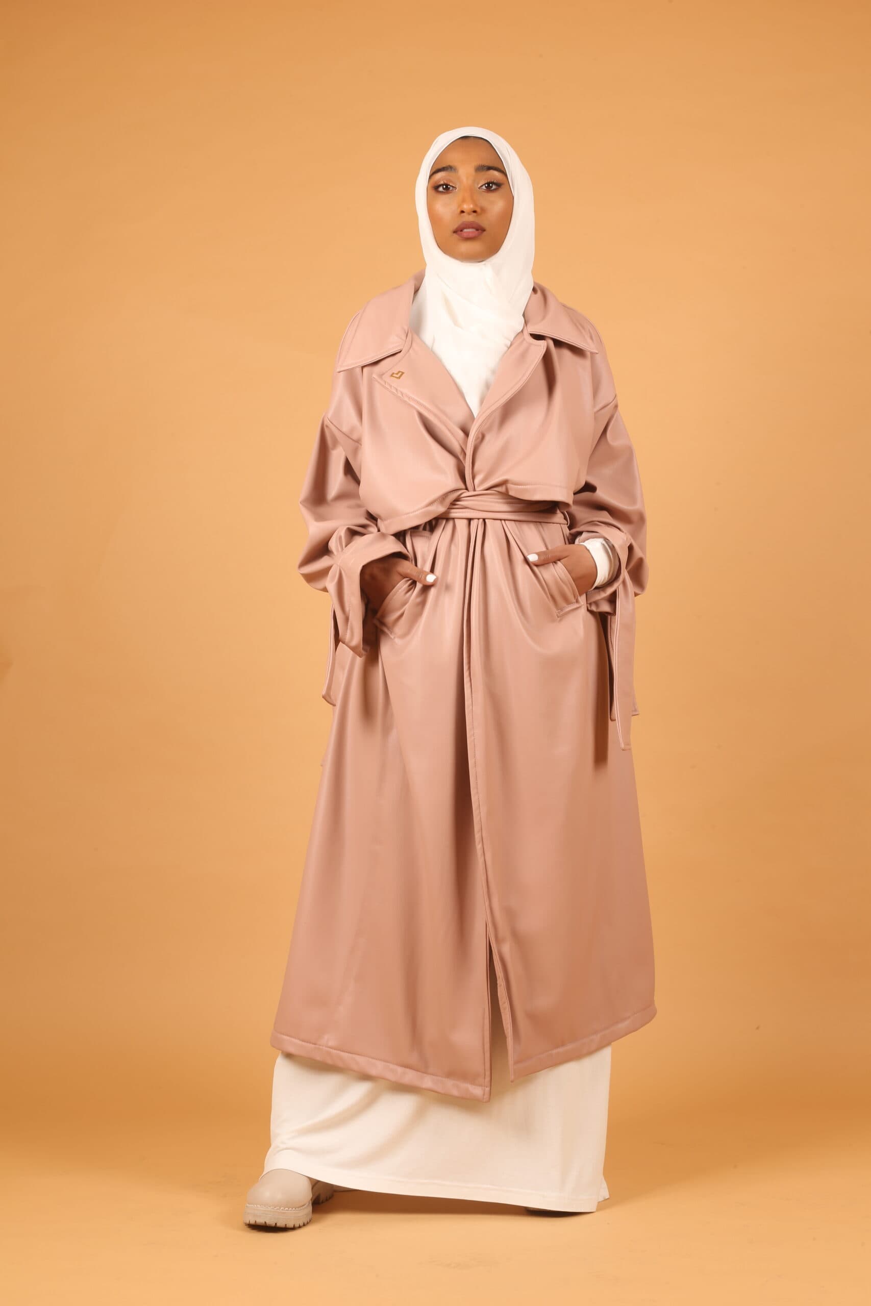 Leather Coat-Pink/ Fur inside