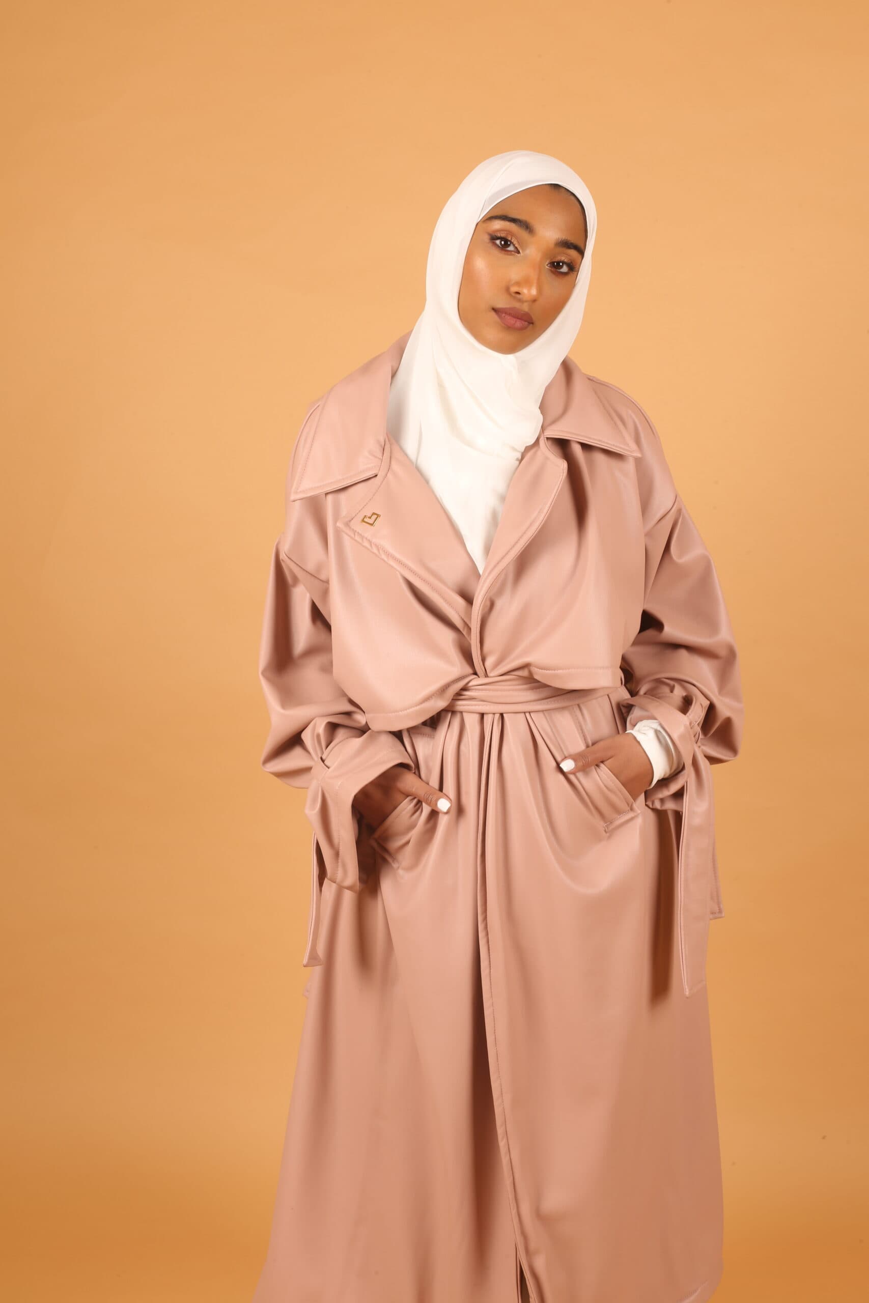 Leather Coat-Pink/ Fur inside