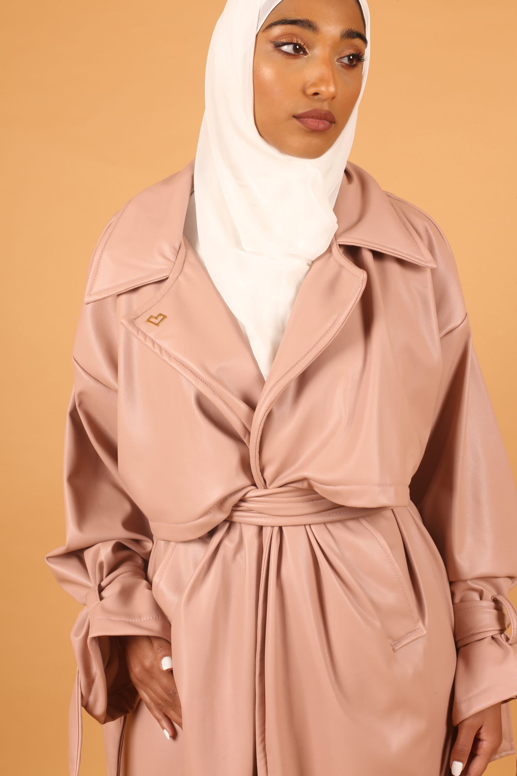 Leather Coat-Pink/ Fur inside