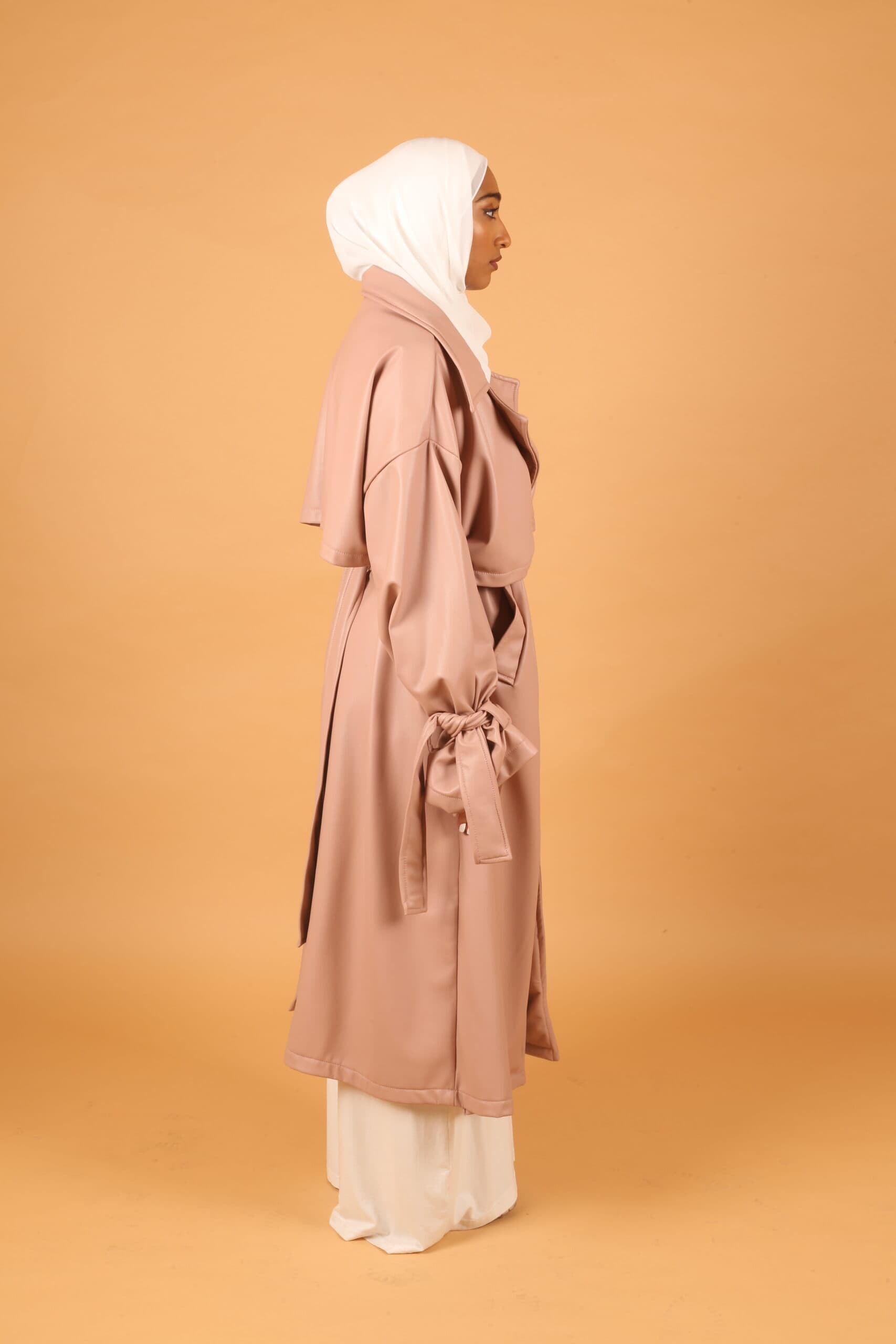 Leather Coat-Pink/ Fur inside