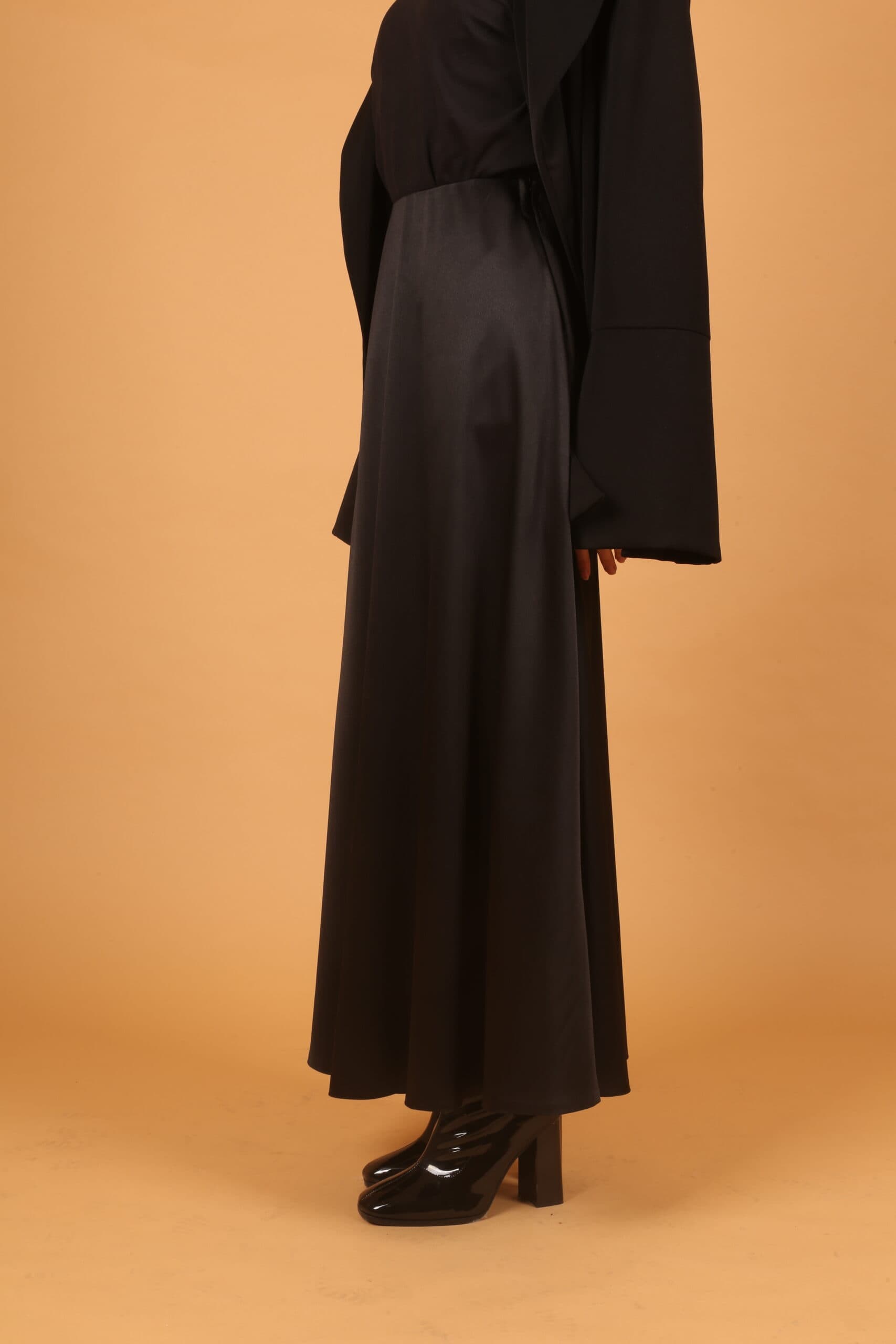 Trendy Satin Skirt-Black