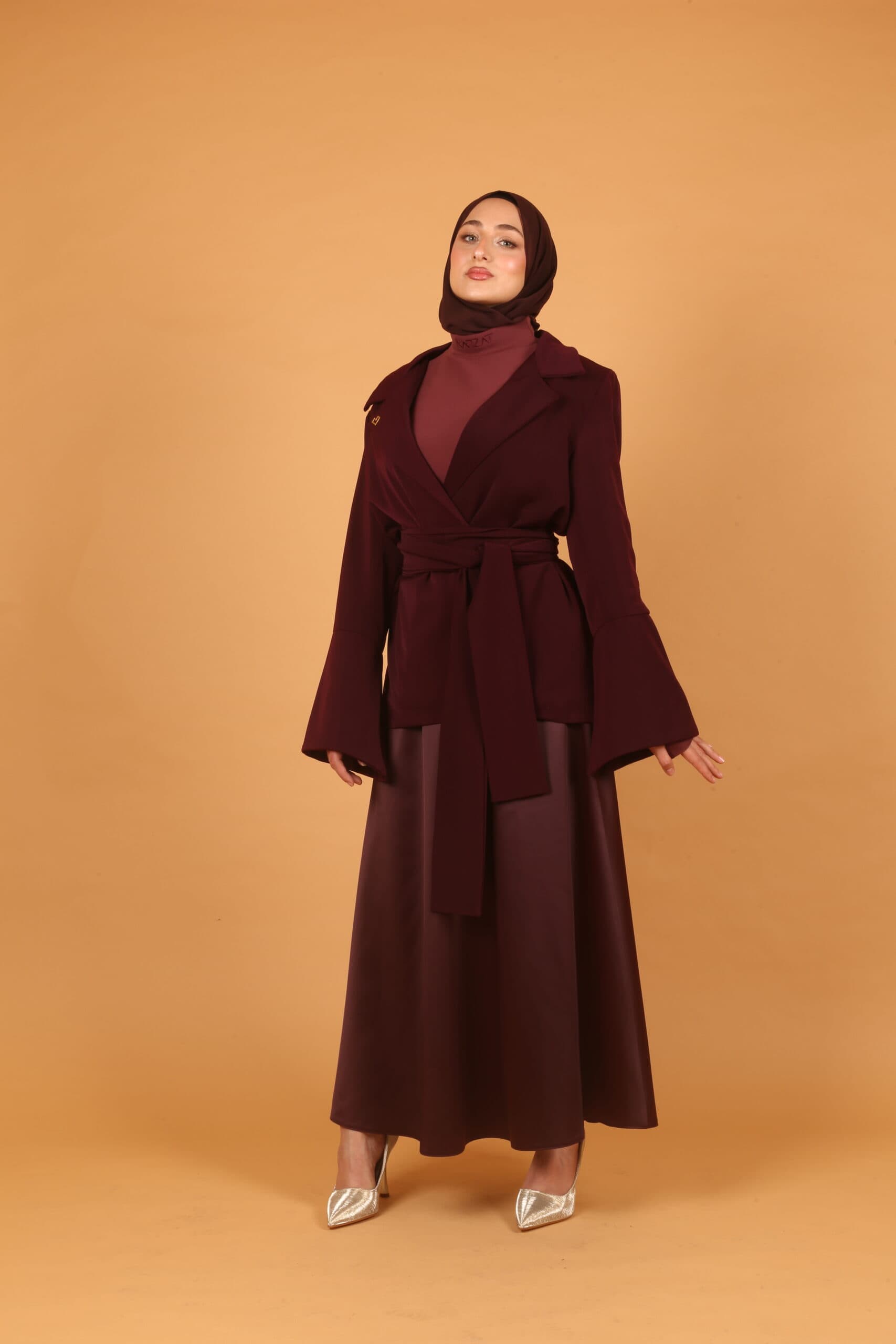 Belted Blazer- Burgundy