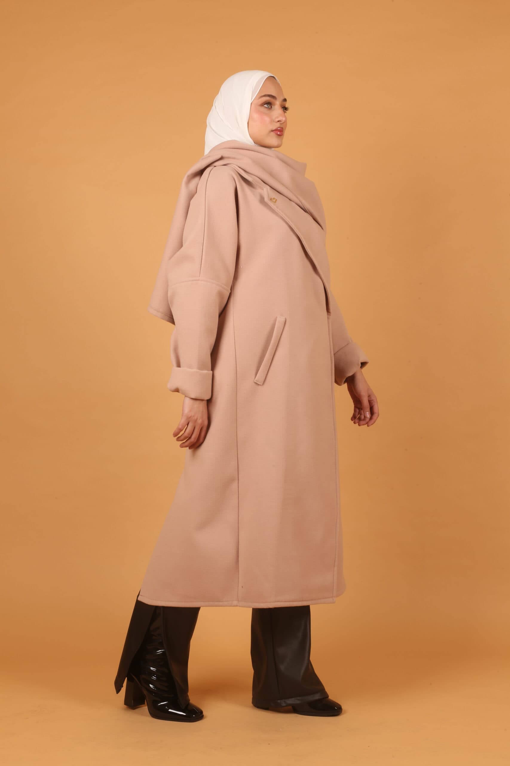 Oversized Scarf Coat- Dark Beige