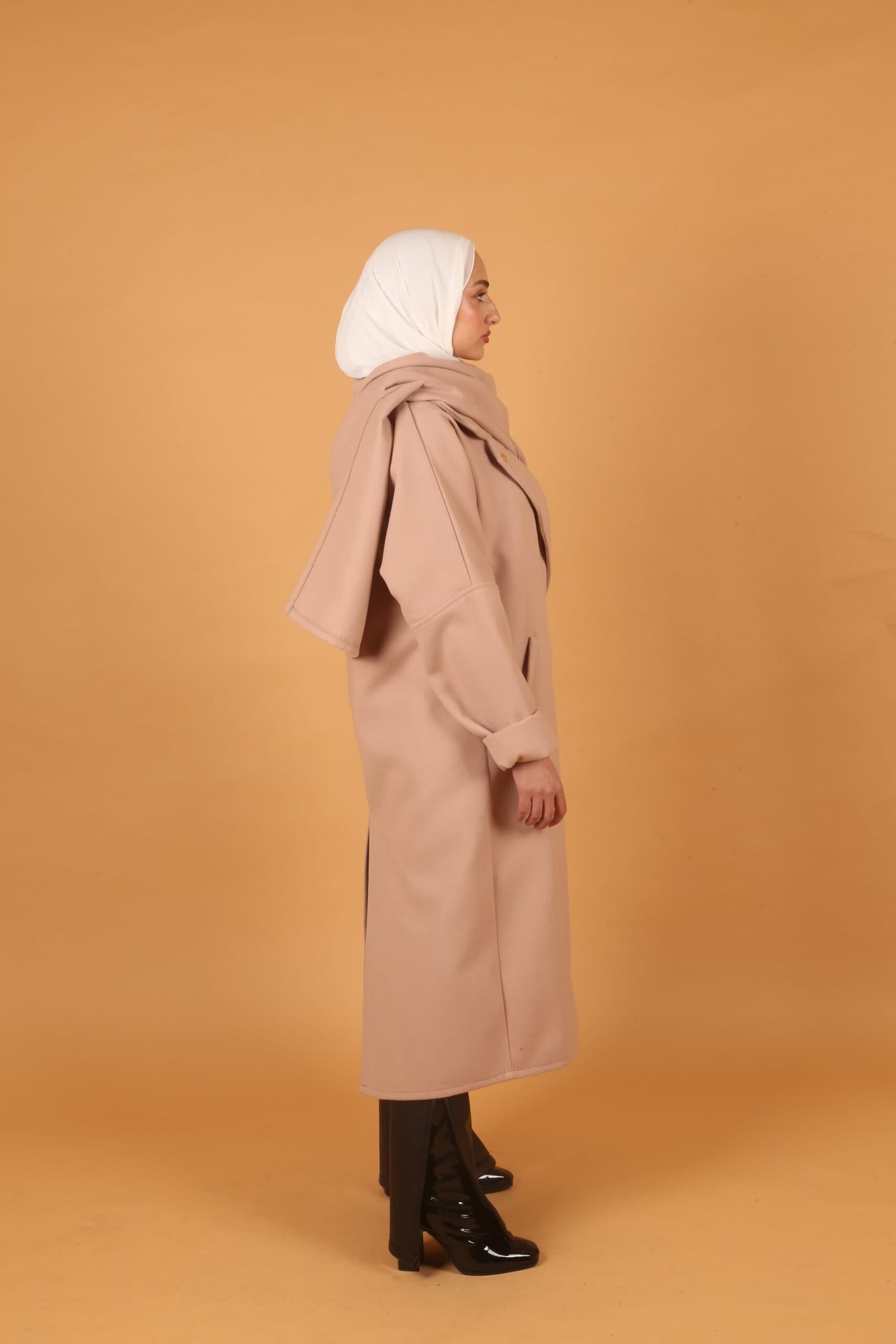 Oversized Scarf Coat- Dark Beige