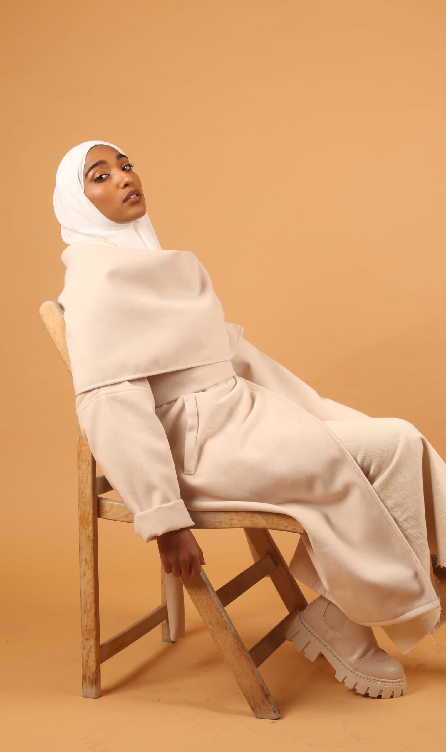 Oversized Scarf Coat- Light Beige