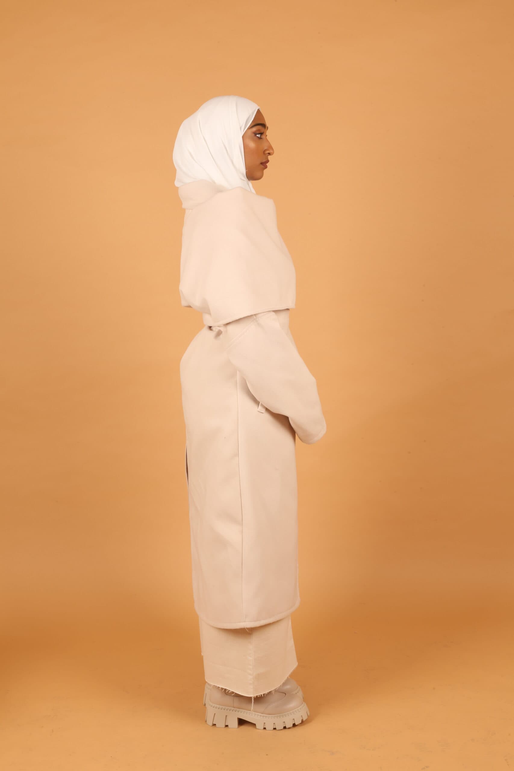 Oversized Scarf Coat- Light Beige
