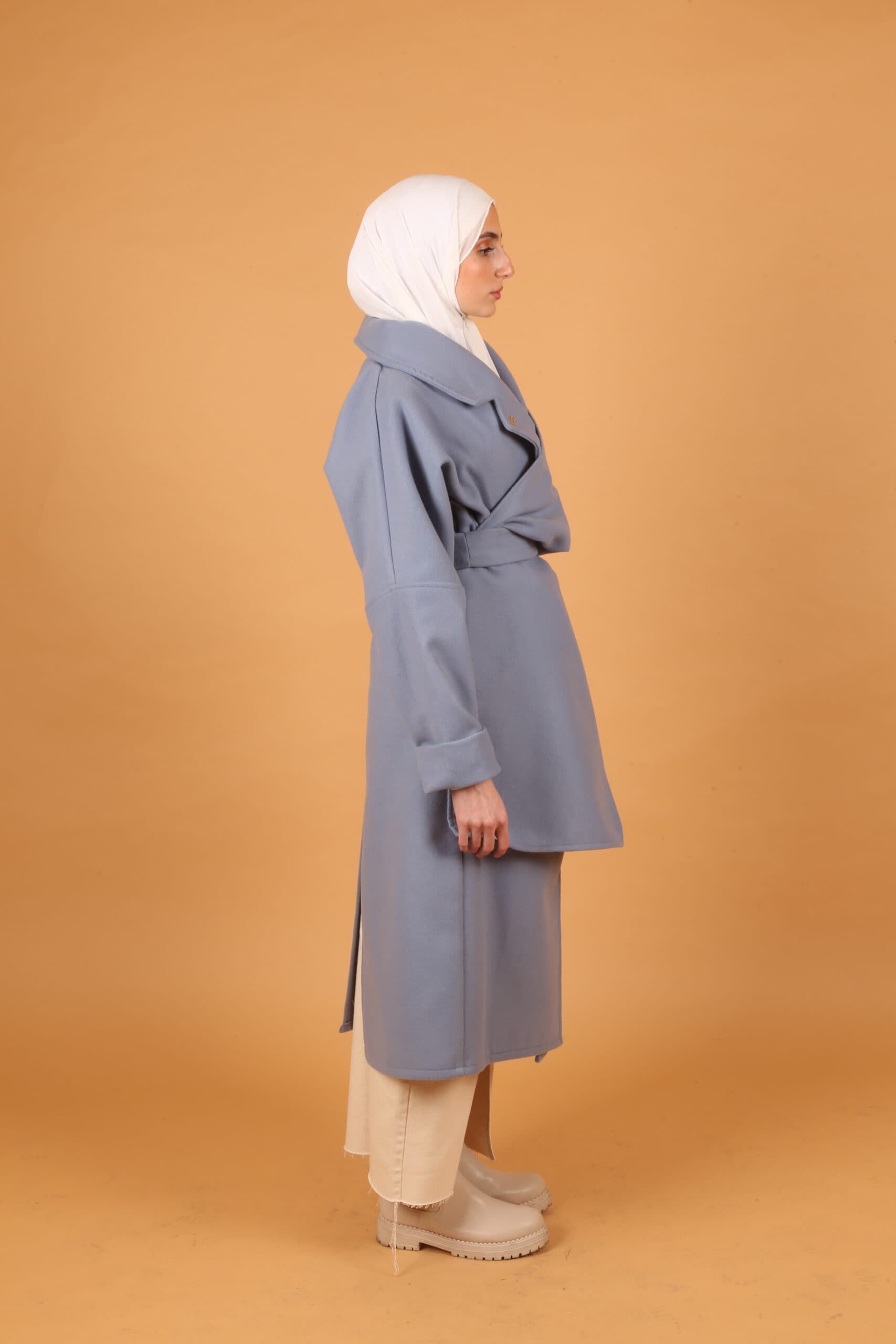 Oversized Scarf Coat- Blue