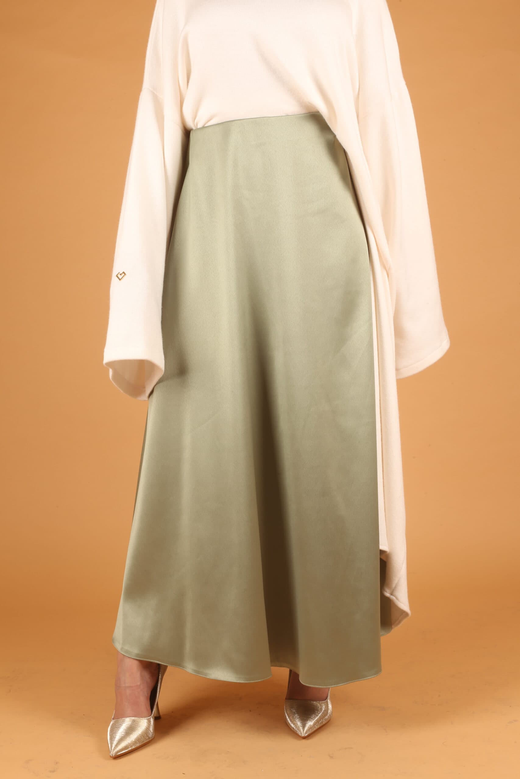 Trendy Satin Skirt-Mint