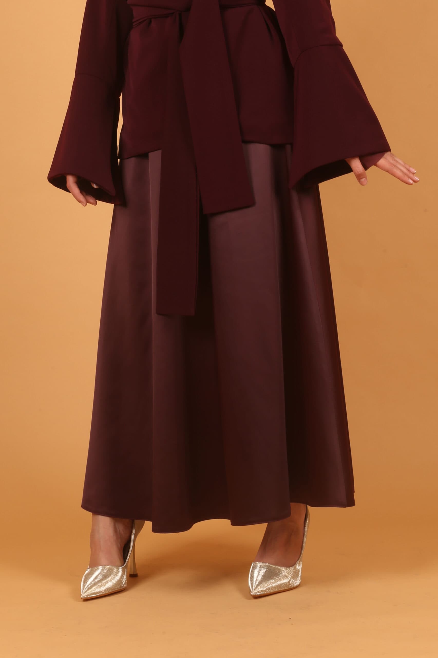 Trendy Satin Skirt- Burgundy