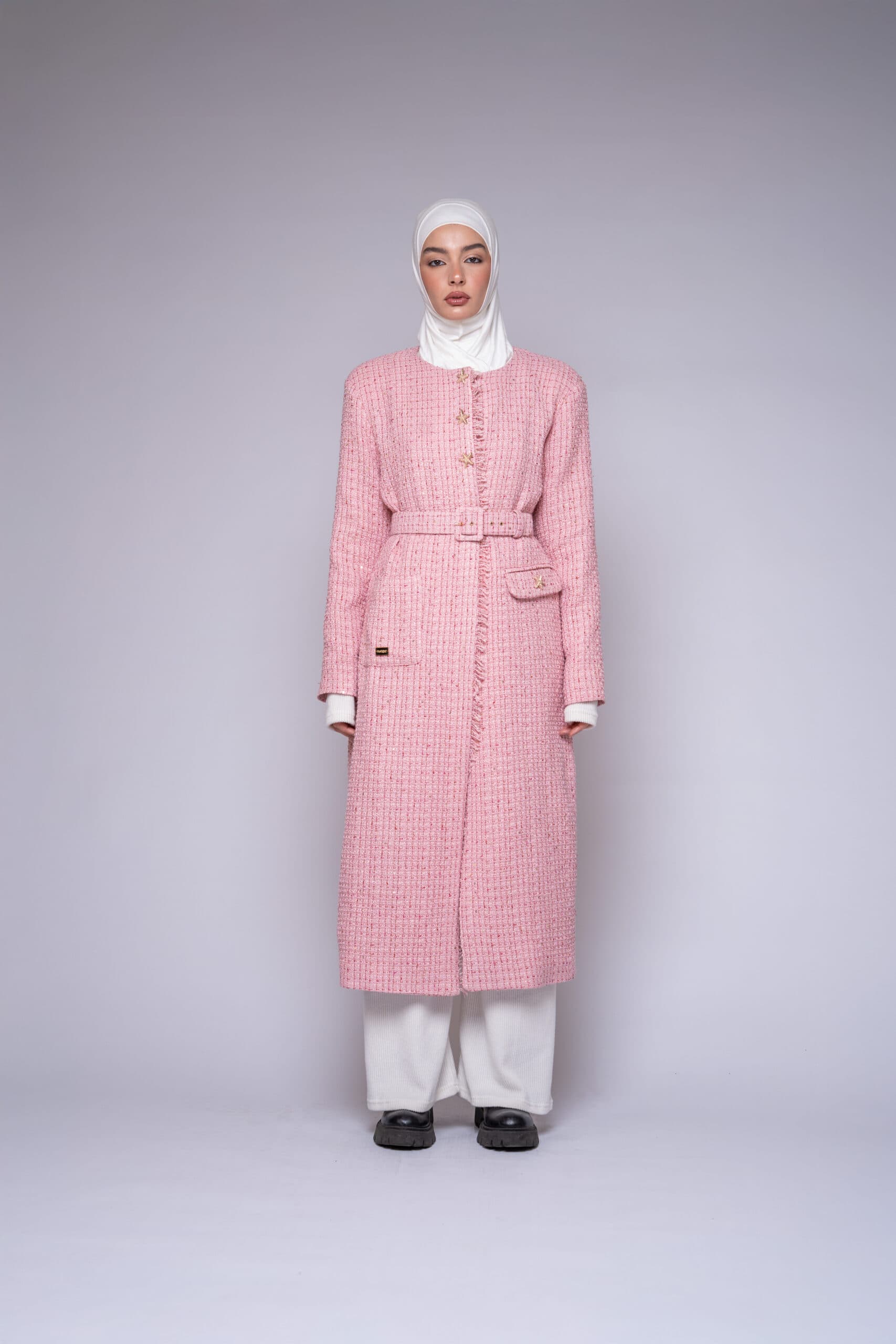 Tweed Belted Coat by Kharzaat