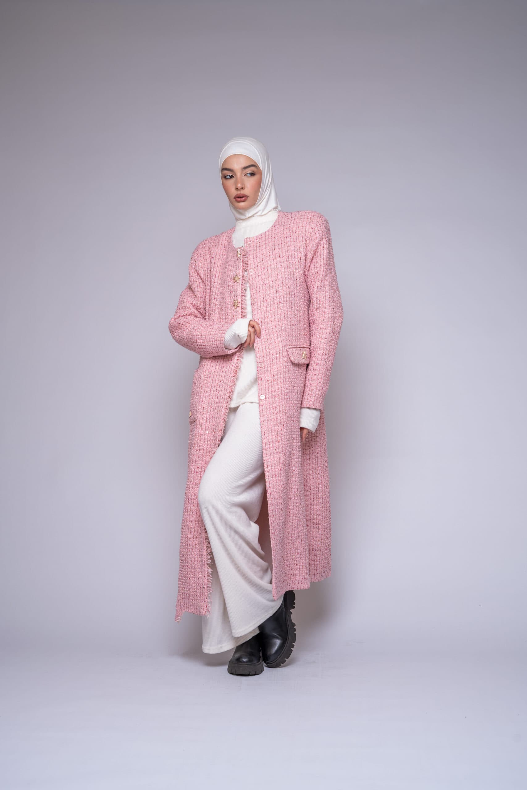 Tweed Belted Coat by Kharzaat