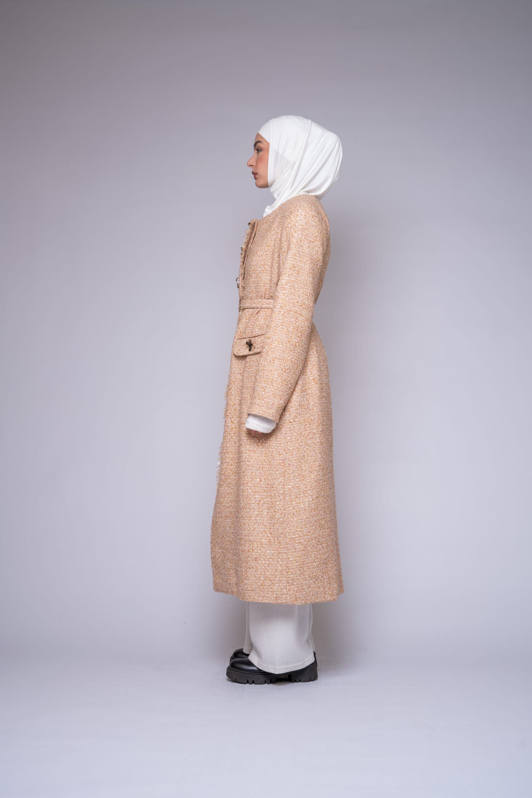 Tweed Belted Coat by Kharzaat