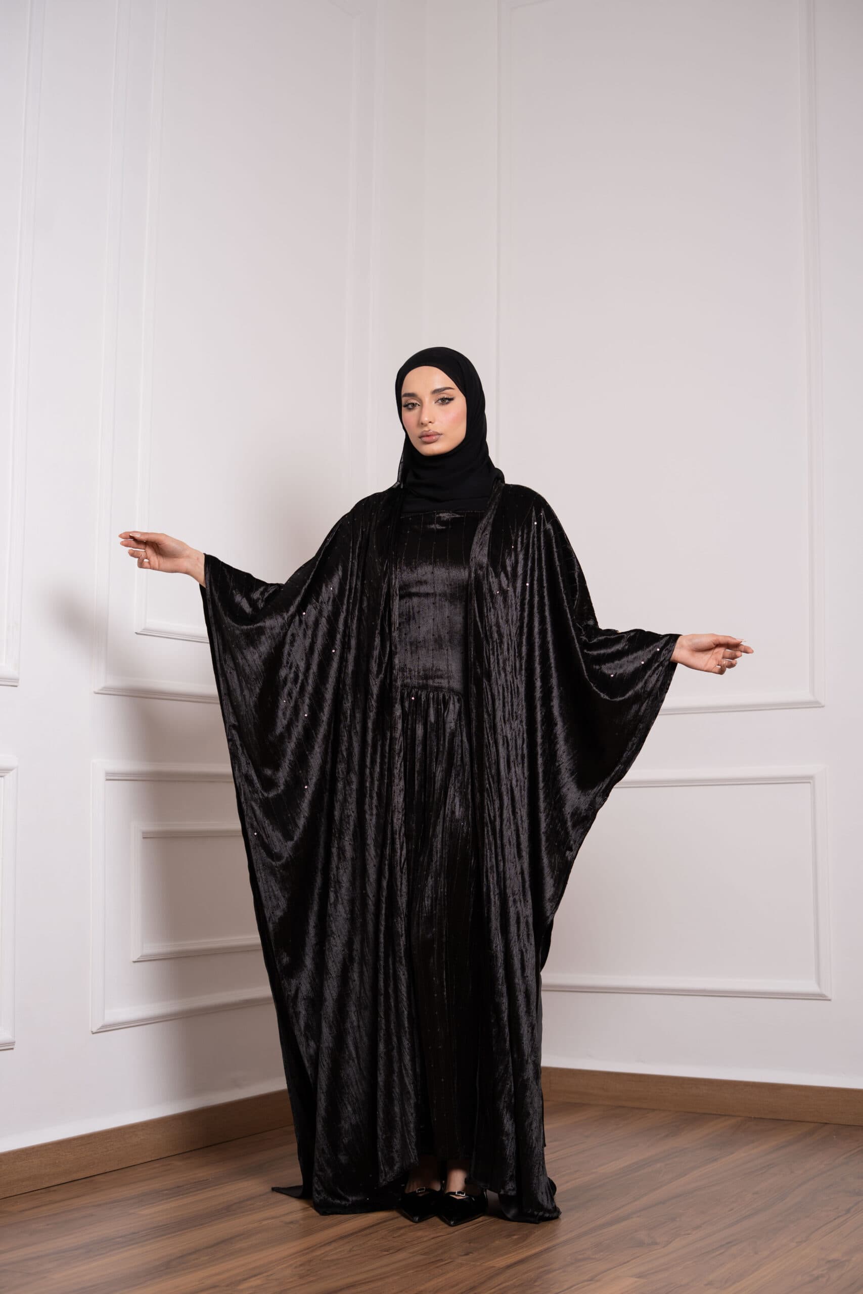 SHIMMER VELVET ABAYA DRESS