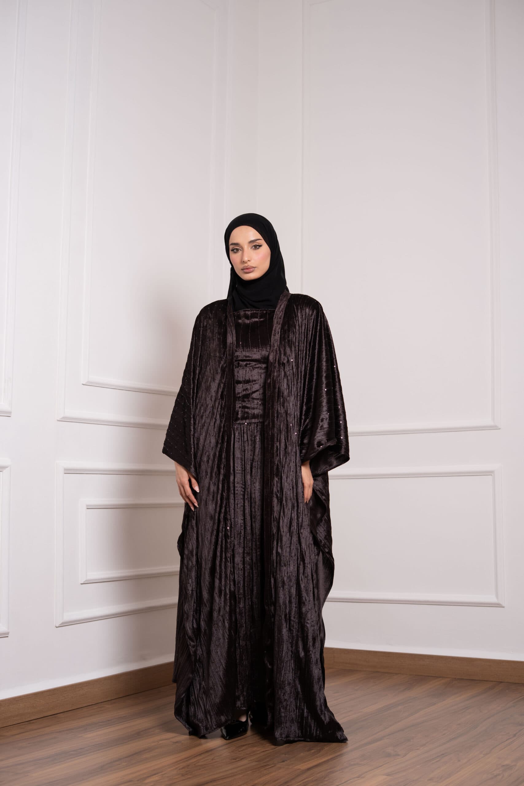 SHIMMER VELVET ABAYA DRESS