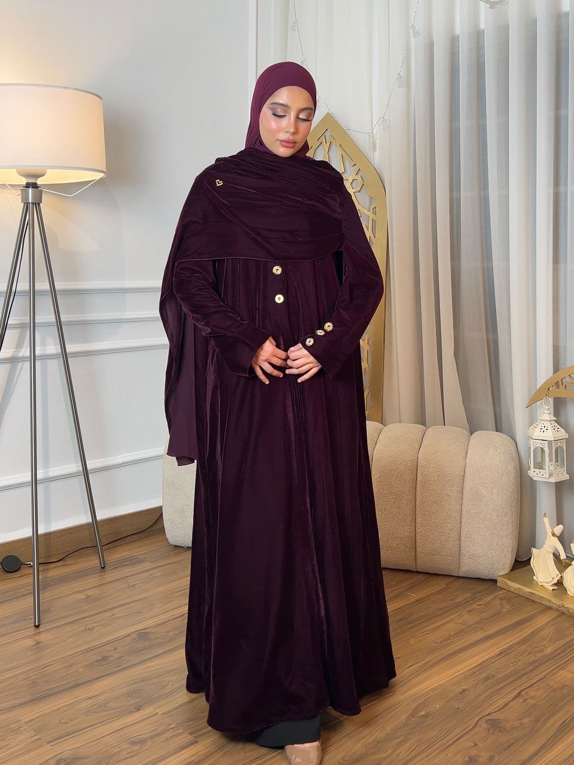 Velvet Scarf Abaya